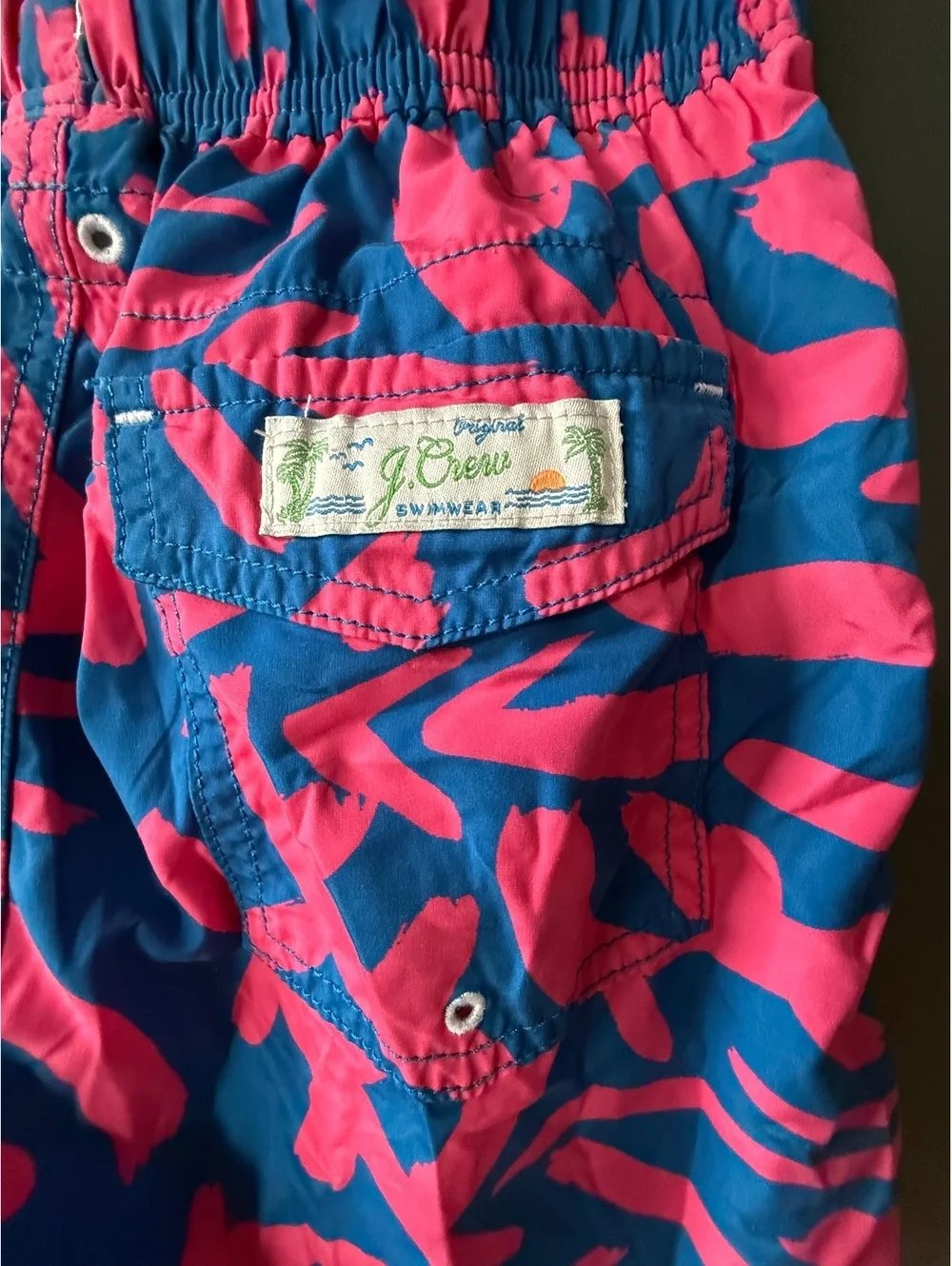 J.Crew Swimwear Men's Swim Shorts Blue and Pink Size 10